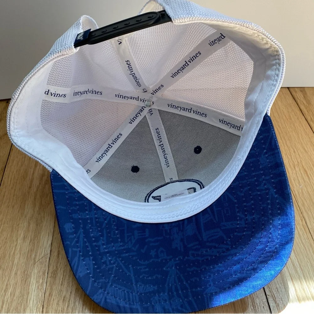Vineyard Vines Hat Blue White Whale Logo Adjustable Mesh Baseball Cap Unisex EUC